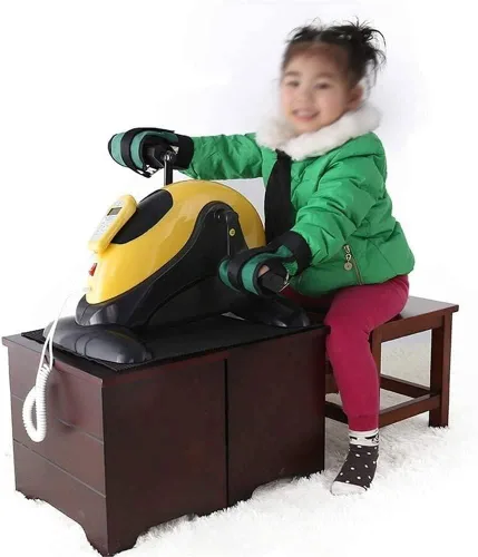 Vista 5 de Mini bicicleta estática, ejercitadora de pedal para bicicleta debajo del escritorio, máquina portátil para ejercicio de brazos y piernas