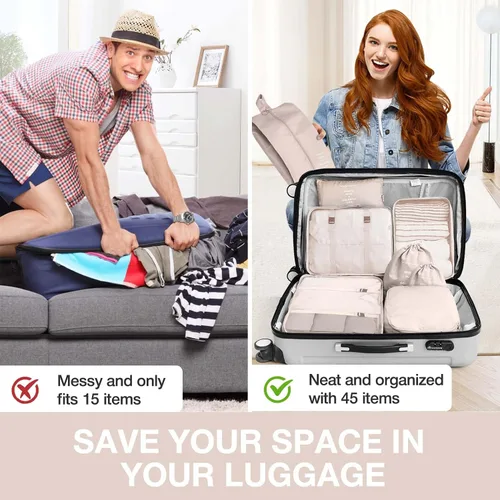 Vista 6 de Cubos de embalaje para maletas, cubos de embalaje con bolsa de zapatos, bolsa de cosméticos, bolsa de ropa, bolsas de accesorios, cubos de embalaje