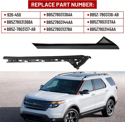 Vista 2 de Moldura de parabrisas, panel exterior e interior del lado del conductor delantero izquierdo compatible con Ford Explorer 2011-2019 BB5Z7803136AA