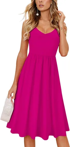 Vista 2 de Vestido OUGES liso, sin espalda, ajustable, con tirantes delgados, para mujer.