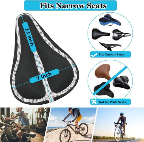 Vista 3 de Geronmine Funda de Asiento de Bicicleta de Gel Acolchada Cubiertas de Sillín de Bicicleta para Mujeres y Hombres, Funda de Cojín de Asiento