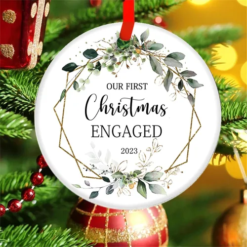Vista 3 de JUPPE Regalos de compromiso, nuestro primer adorno de compromiso de Navidad 2025, regalo de decoración de compromiso de boda para prometida