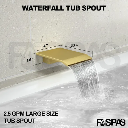 Vista 4 de Sistema de ducha dorado cepillado con cabezal de ducha de lluvia de 10 pulgadas y boquilla de bañera cUPC-certified pressure balance brass valve