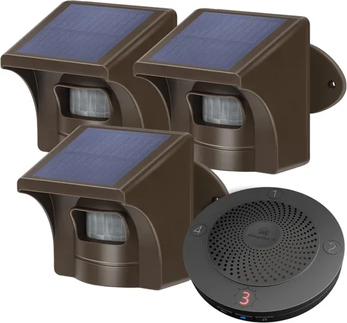 Vista 9 de Alarma de entrada inalámbrica de largo alcance solar de eMACROS para exteriores, resistente a la intemperie, sensor y detector de movimiento