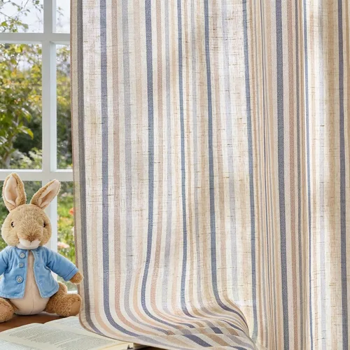 Vista 12 de Cortinas de cocina estilo granja a rayas Vangao de 24 pulgadas de largo, cortinas de lino para café, cortinas de nivel con rayas, cortinas Boxter