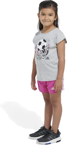 Vista 4 de adidas girls 2 Piece Graphic Tee & Mesh Short Set