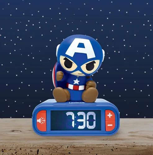 Vista 2 de LEXiBOOK, Vengadores de Marvel, Reloj despertador con luz nocturna de Los Vengadores, Sonidos y melodías, Pantalla LCD retroiluminada, Luminoso