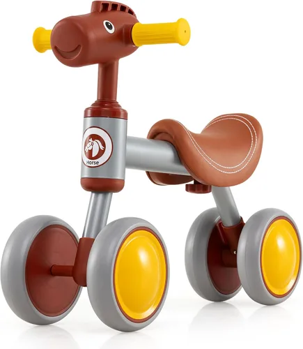 Vista 13 de BABY JOY Bicicleta de equilibrio, sin pedales, 4 ruedas, con asiento suave, como primer juguete de montar como regalo de cumpleaños, bicicleta