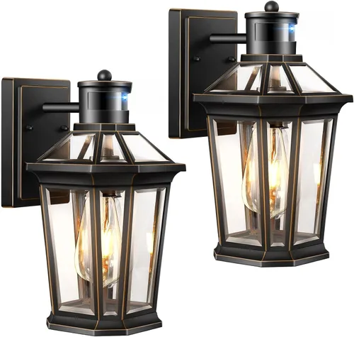 Vista 20 de VIANIS Luces exteriores grandes con sensor de movimiento negro, rango de detección ajustable, accesorios de iluminación exterior de aluminio