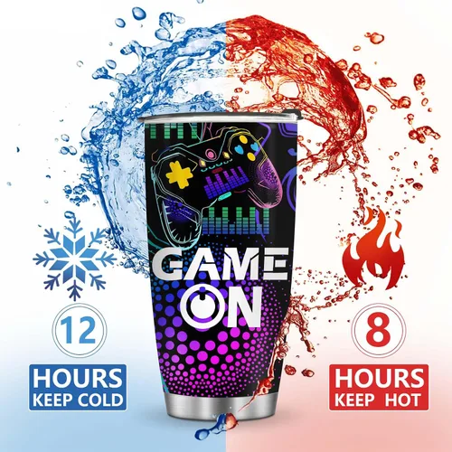 Vista 6 de Jekeno Taza de Jugador para Chicos - Taza de Juego de 20oz de Acero Inoxidable para Niños, Adolescentes, Hombres, Hijo, Papá, Novio, Esposo, Padre