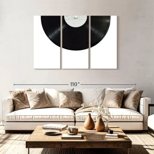 Vista 143 de Elephant Stock BW - Reproductor de discos de vinilo para pared, lienzo horizontal, decoración de pared de sala de estar de 3 piezas, impresión