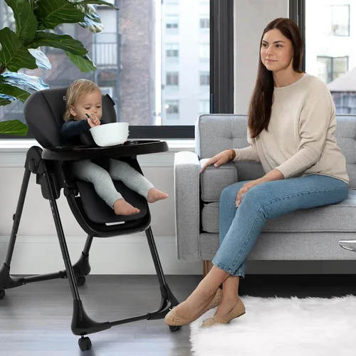Vista 9 de Little Folks by Delta Children 2-in-1 SlimFold High Chair for Babies and Toddlers, Black Negro