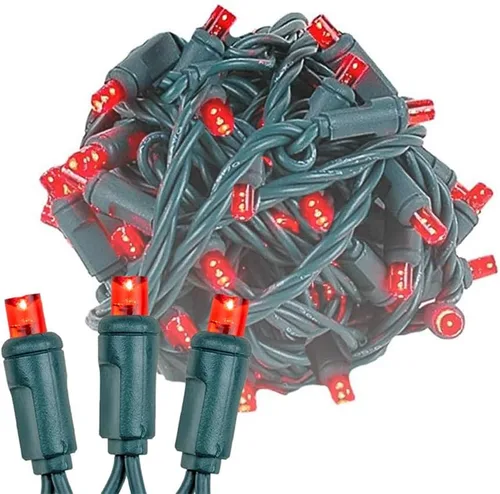 Vista 8 de Novelty Lights - Cadena de 11 pies con 50 luces LED ámbar para Navidad, para interior/exterior, espaciado de 2.5", luces de cadena de alambre verde