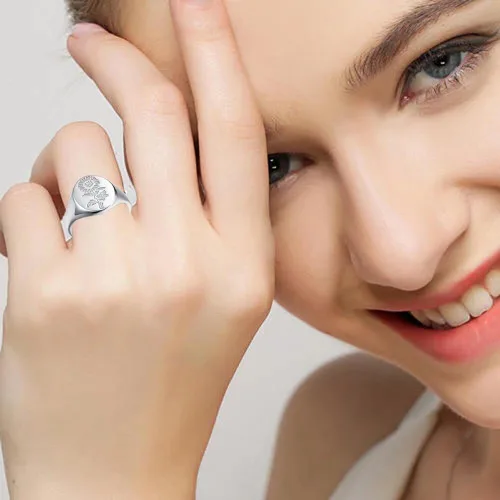Vista 3 de You are My Sunshine - Anillo de circonita cúbica para mujer, diseño de flor de amapola gruesa, de acero inoxidable, regalo de joyería