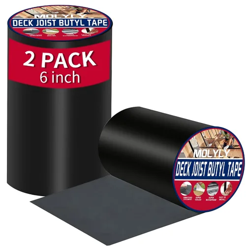 Vista 9 de Cinta de Viguetas para Terrazas de 1-5/8" x 50', 6 Rollos de Cinta de Viguetas de Cubierta Resistente a la Intemperie, Cinta de Viguetas de Butilo