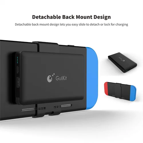 Vista 5 de GuliKit para Nintendo Switch Attached Power Bank, Battery Master, 10000mAh 5V3A Flash recargable Tech, estuche de carga de batería de reserva