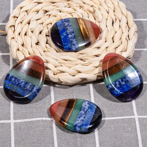 Vista 2 de TUMBEELLUWA Juego de 4 piedras de lágrima y pulgar, piedras curativas de chakras para aliviar la ansiedad, piedras de bolsillo de cuarzo pulido, 7 7