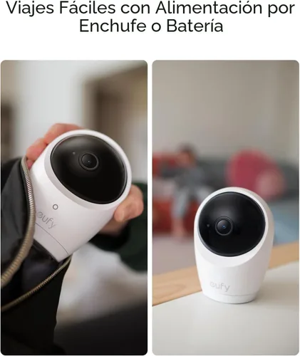 Vista 4 de eufy Security Monitor de bebé E20 con cámara HD 2K y base de carga, pantalla de 5 pulgadas 720p, Wi-Fi híbrido y sin conexión Wi-Fi, panorámica