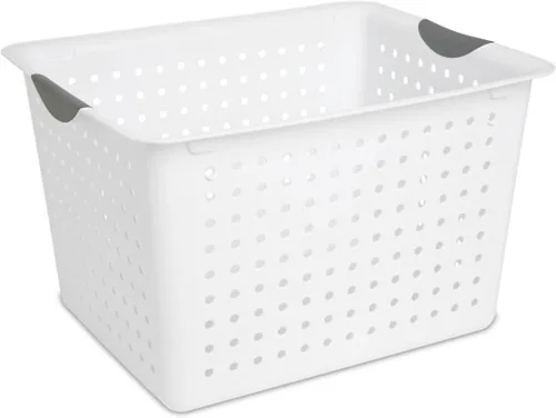 Vista 3 de Sterilite Paquete de 24 cestas ultra de plástico, contenedores de plástico abiertos, para encimera, armario y organizador de armario, color blanco