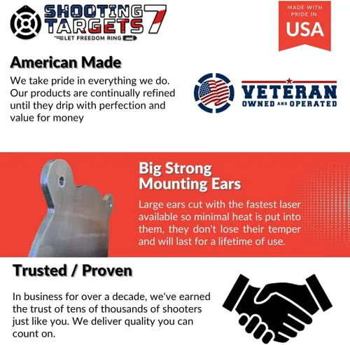 Vista 3 de Ar500 Steel Targets Rifles – 4000 fpe – 1/2 pulgada Ar 500 Steel Gong Target – Corte láser certificado acero chapado en zinc – Ar 500 objetivo