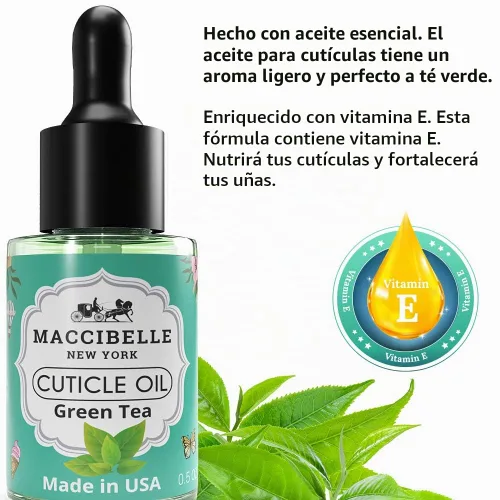 Vista 2 de Aceite para cutículas de 0.5 onzas – Cura cutículas secas agrietadas (té verde, 0.5 onzas líquidas)