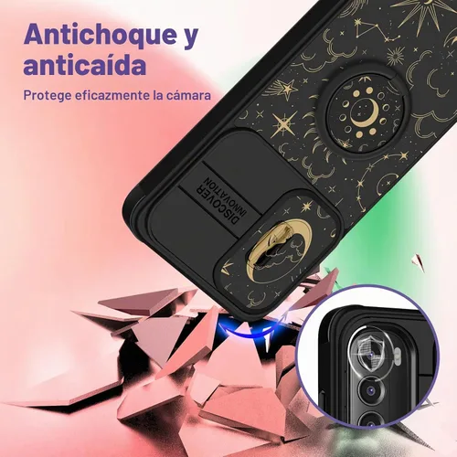 Vista 3 de Funermei - Funda para Moto G Stylus 5G 2022 con soporte de anillo Signo de sol y luna
