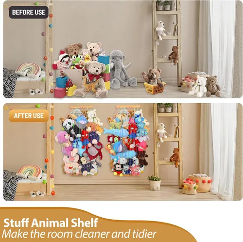 Vista 5 de Organizadores de almacenamiento de animales de peluche, soporte de juguetes de peluche, red colgante de hamaca de zoológico para habitación
