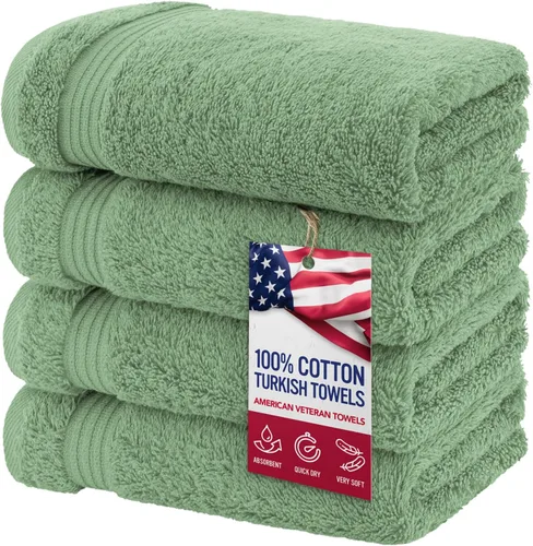 Vista 50 de Juego de toallas American Veteran Towel, de lujo, 6 piezas de algodón 100 % turco para máxima suavidad y absorción, para hotel y spa