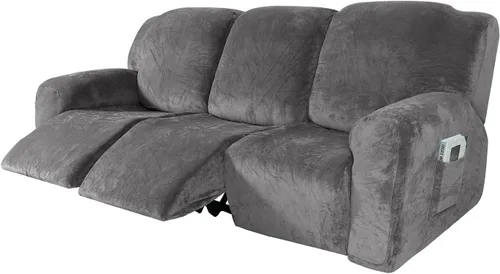 Vista 25 de IMYOGI Fundas para sofá de alta elasticidad de terciopelo para sofá reclinable de 1, 2 y 3 plazas, protector de muebles con parte inferior elástica