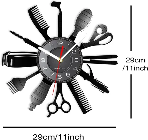 Vista 6 de Reloj de pared con herramientas de peluquería de 12 pulgadas con 7 colores cambiantes, reloj de pared para peluquería y negocios, reloj de pared