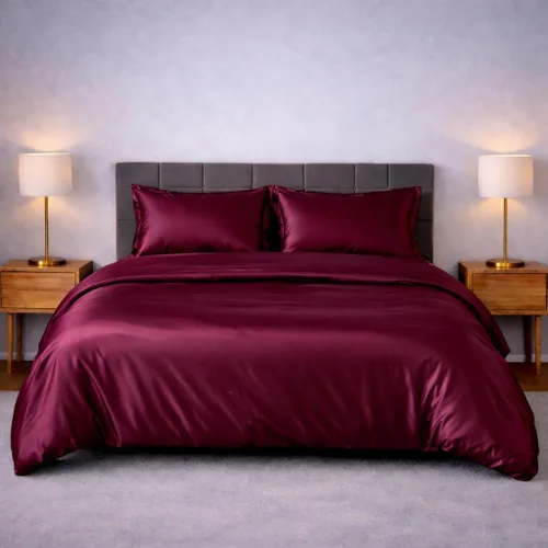 Vista 31 de Juego de funda de edredón de satén de seda – Juego de ropa de cama de lujo de 4 piezas con 1 funda de edredón, 1 sábana bajera
