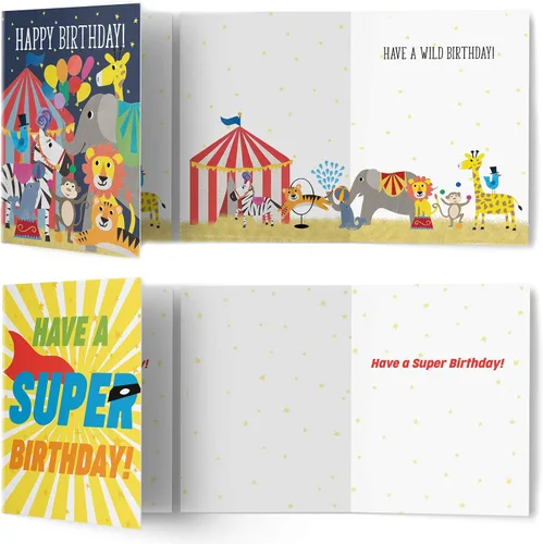 Vista 2 de Tiny Expressions - 10 tarjetas de cumpleaños para niños con mensajes interiores y sobres