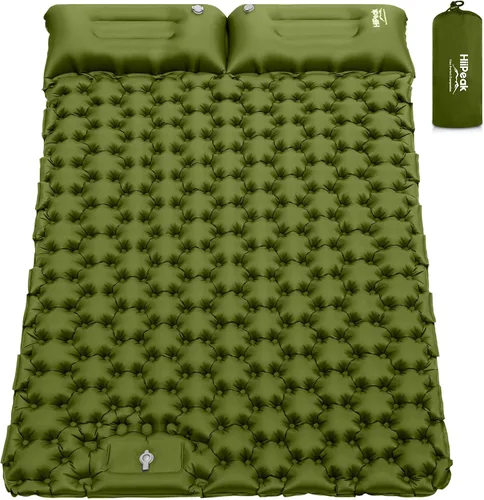 Vista 13 de HiiPeak Colchoneta doble para acampar – Colchón de gamuza superior de camping con almohada, bomba de pie integrada, alfombrilla portátil inflable