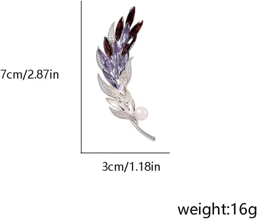 Vista 2 de Broche de perlas de plumas de diamantes de imitación para mujeres y hombres, delicado y colorido de circonita cúbica de cristal de circonita cúbica