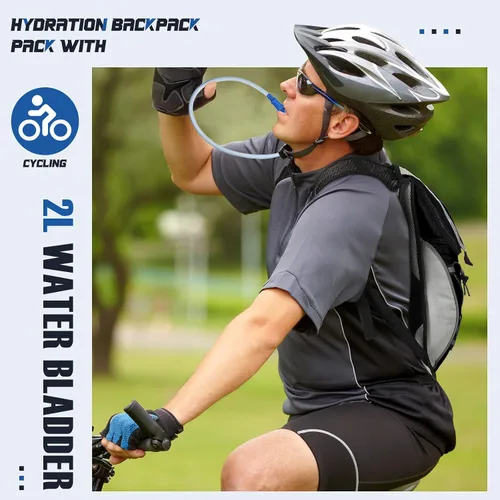 Vista 2 de Paquete de 3 mochilas de hidratación con bolsa de agua de 2 litros, paquete de hidratación con vejiga de hidratación, senderismo, correr, ciclismo