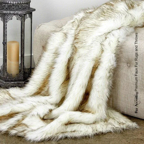 Vista 25 de Fur Accents Manta suntuosa de piel sintética de lujo, calidad de diseñador fabricada en Estados Unidos, Winter Fox