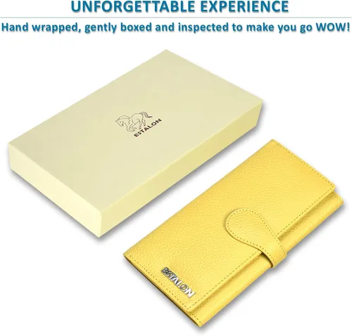Vista 8 de Carteras de piel con bloqueo RFID para cheques con 11 ranuras para tarjetas para mujer