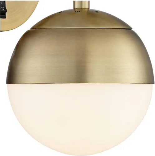 Vista 8 de 360 Lighting Luna - Juego de 2 lámparas de pared modernas de mediados de siglo con enchufes inteligentes de latón enchufable de 5 1/2 pulgadas