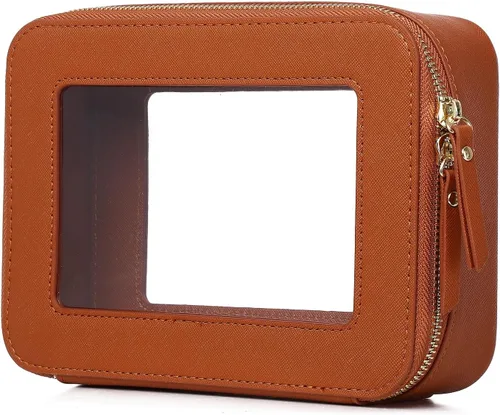 Vista 49 de Pinkmik Pequeña bolsa de maquillaje transparente, mini estuche para cosméticos, bolsa de aseo impermeable con cremallera, organizador de bolsos