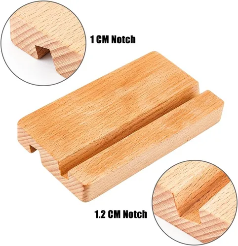 Vista 3 de Soporte rectangular de madera para teléfono móvil, soporte para teléfono celular, soporte universal para teléfono celular, 1 unidad, 5.55 x 3.15 x