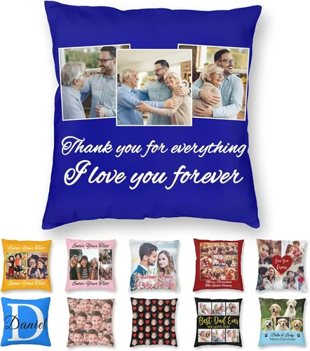 Vista 20 de Funda de almohada personalizada con texto de imagen, funda de almohada con foto personalizada, diseño personalizado para mamá, papá, amigos