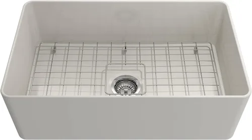 Vista 8 de BOCCHI Aderci - Fregadero de cocina ultradelgado con delantal delantero de granja de 30 pulgadas, fregadero de cocina de un solo tazón con rejilla