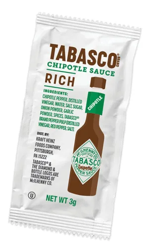 Vista 3 de TABASCO Brand Chipotle - Salsa de pimiento picante, salsa picante media, paquetes de salsa picante de una sola porción, ahumada y suave, fácil