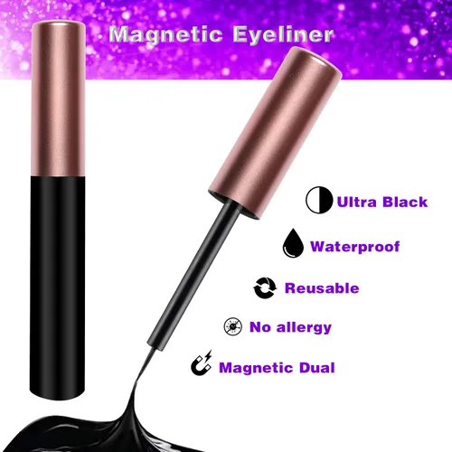 Vista 4 de Coiffure Extensions - Delineador de ojos magnético, negro, impermeable, de aspecto natural, a prueba de manchas