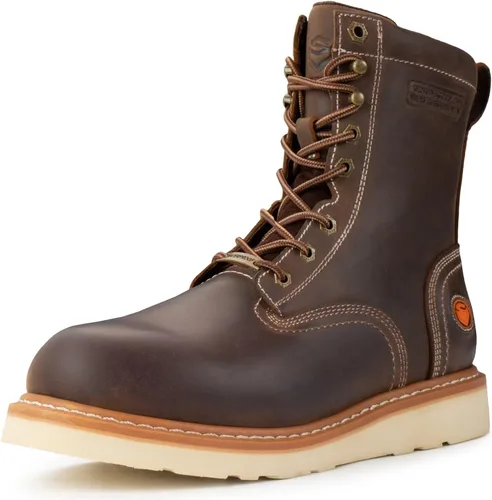 Vista 9 de SUREWAY Men's 8" Waterproof Steel-Toe Logger Work Boot,Superior Oil/Slip Resistant,Thicker Full Grain Leather,Wedge Rubber Sole,EH Rated