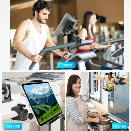 Vista 7 de Soporte de micrófono para tableta, soporte giratorio de 360° para iPad soporte para teléfono iPad soporte para micrófono, cinta de correr, bicicleta