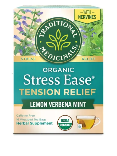 Vista 14 de Traditional Medicinals Orgánico, Stress Ease Calm con Adaptógenos, Ashwagandha y Honeybush - Promueve la Relajación - Kosher, Sin OGM, Sin Cafeína