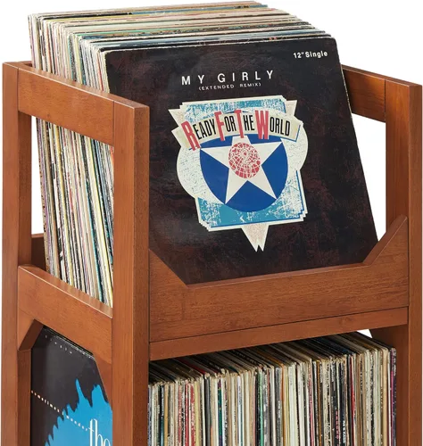 Vista 10 de Crosley Furniture Asheville - Soporte pequeño de discos moderno de mediados de siglo, almacenamiento de vinilo, con capacidad para hasta 130 discos