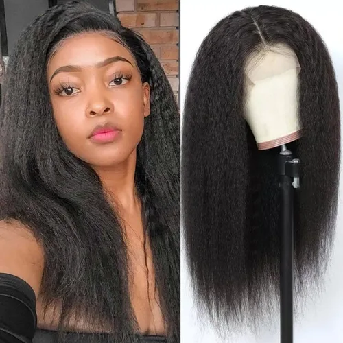 Vista 7 de ZIYU - Peluca rizada de 14 pulgadas con encaje frontal de 13 x 4 pulgadas, pelucas de cabello humano Línea de cabello prearrancada con abuelitos