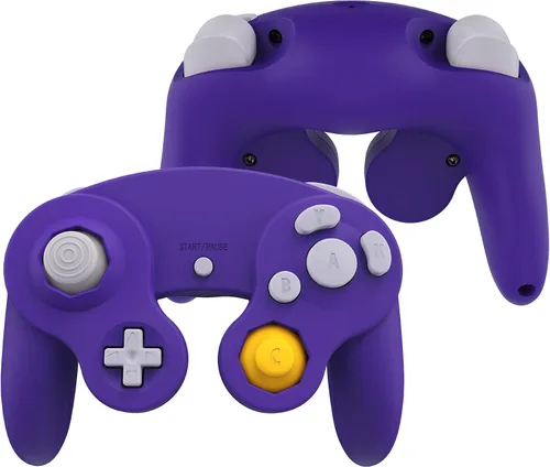 Vista 4 de eXtremeRate Placa frontal morada para Nintendo Gamecube Controller, cubierta de repuesto de agarre suave al tacto con botones para controlador